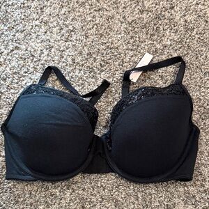 NWT Victoria's Secret Lined Perfect Coverage Black Sequin Bra 36D
